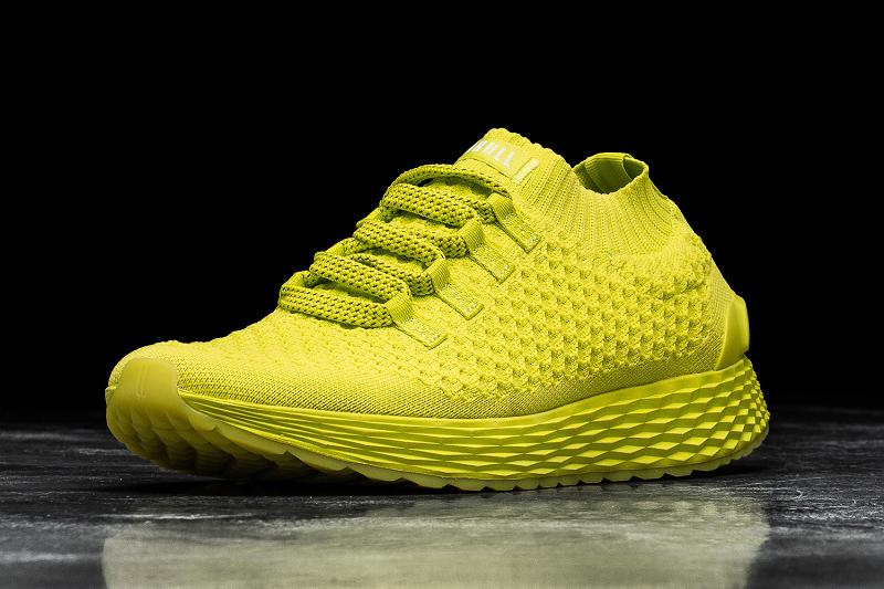 Yellow Nobull Neon Lime Knit Runner Men\'s Running Shoes | CA Z1174U